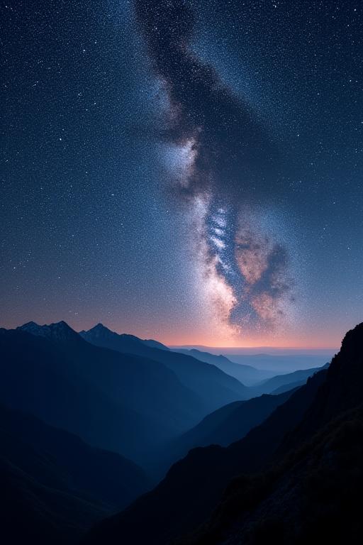 산 위로 아치형으로 펼쳐진 은하수