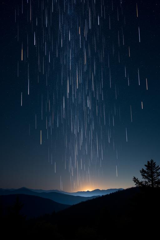 페르세우스 유성우가 비처럼 내리는 밤하늘